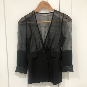 Like new // Black Hommage blazer with sheer top